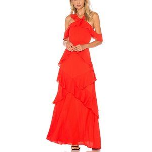 NEW BCBG MaxAzria Audrianna Dress Gown Red Tiered Maxi Size 2